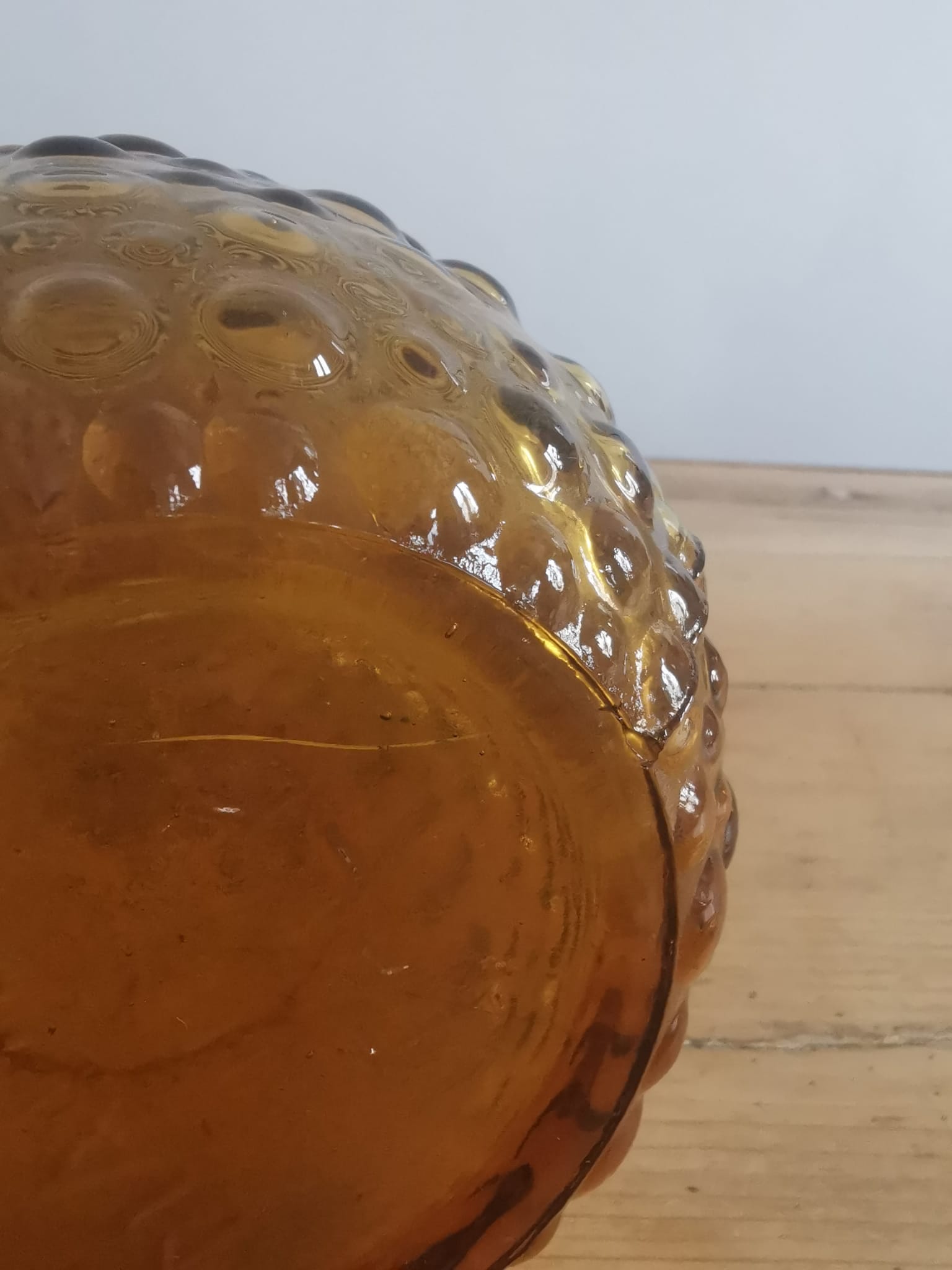 Amber-colored empoli glass decanter