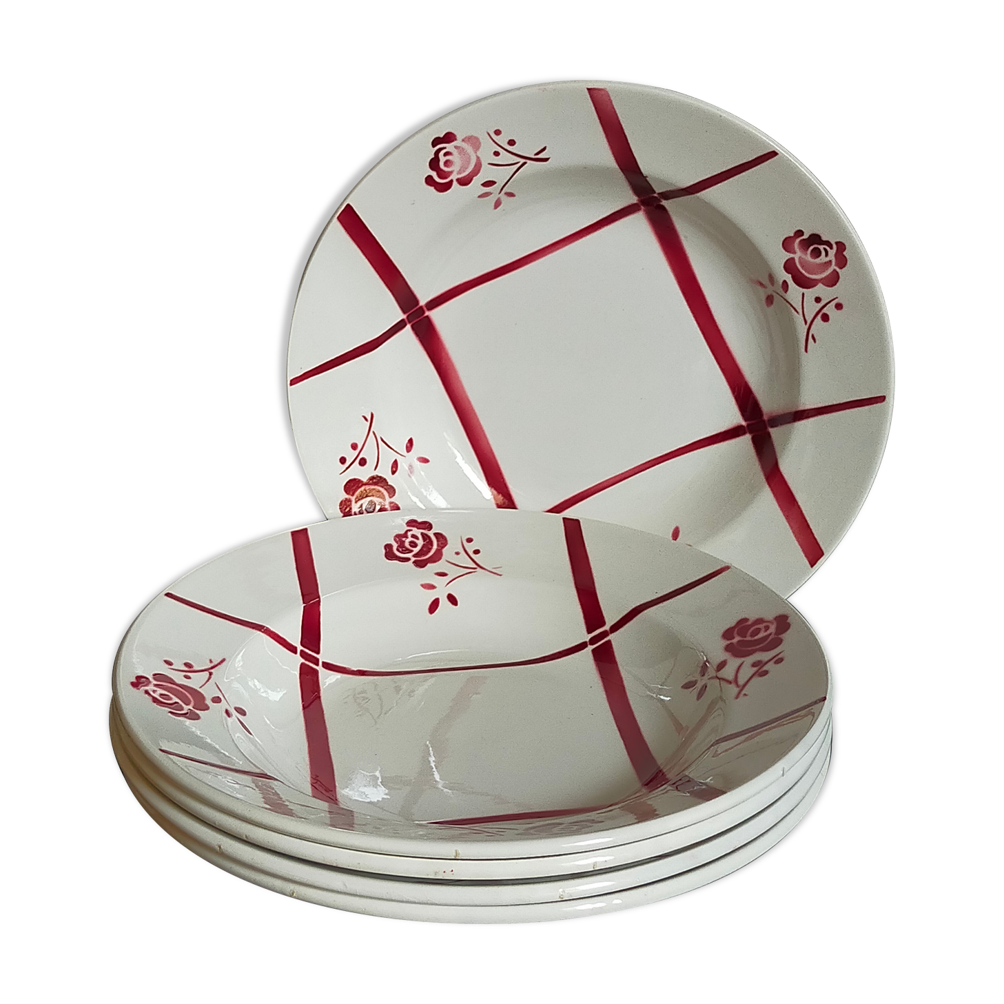 Five plates "grandmother" faience of Badonviller ancient