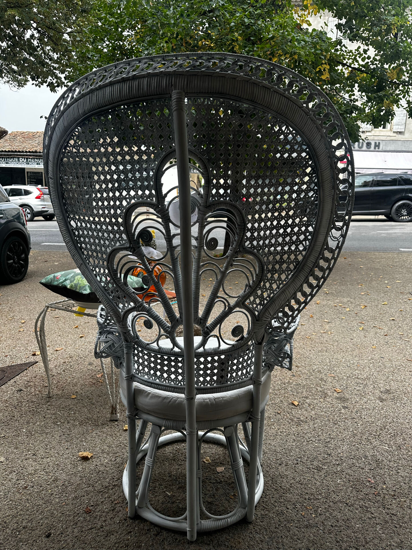 Emmanuelle armchair, peacock tail in rattan