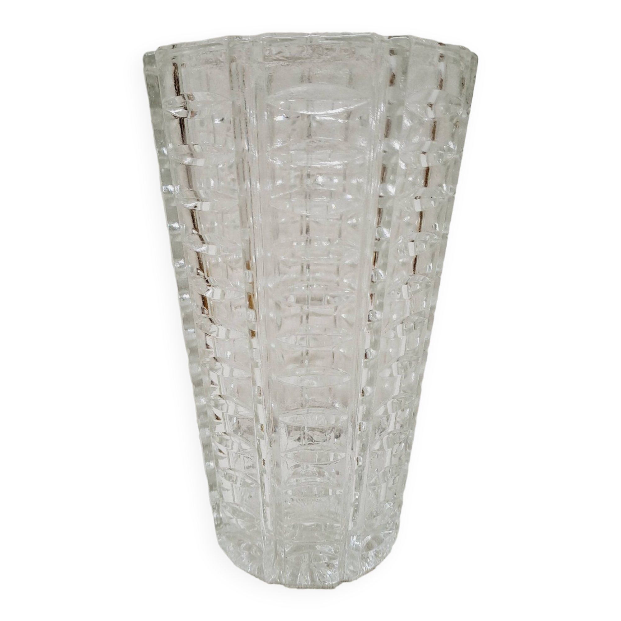 Chiseled glass vase 1960s