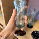 Set of 5 champagne flutes / hand-blown glass juice glasses.