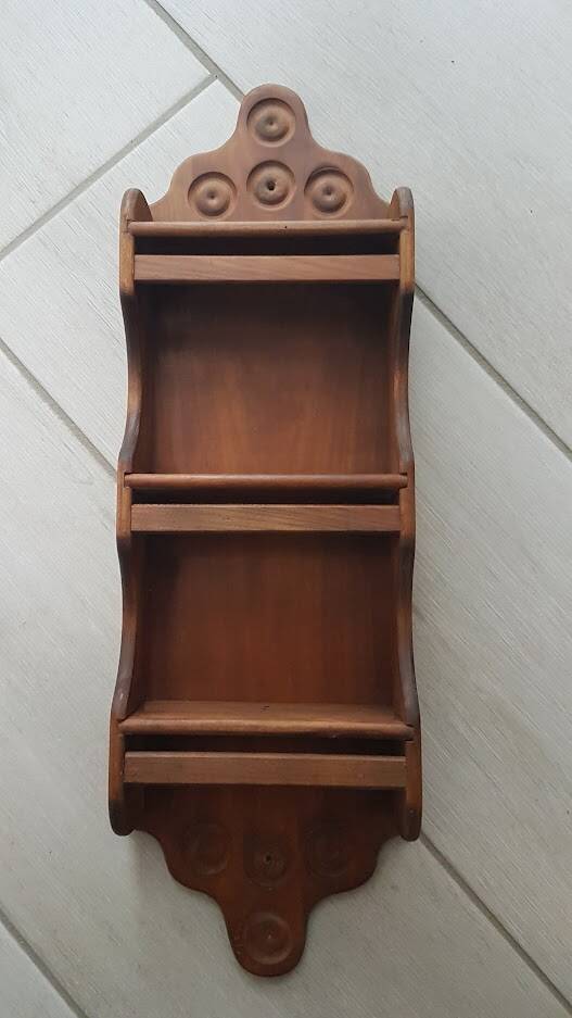 Handcrafted wooden spice rack 56 cm high
