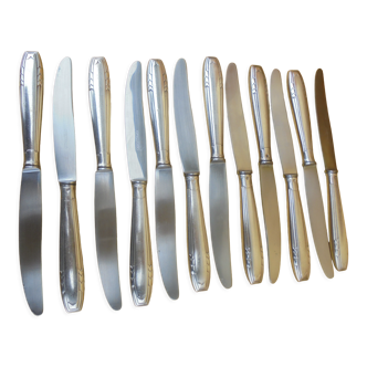 12 couteaux art déco manche métal argenté apollonox