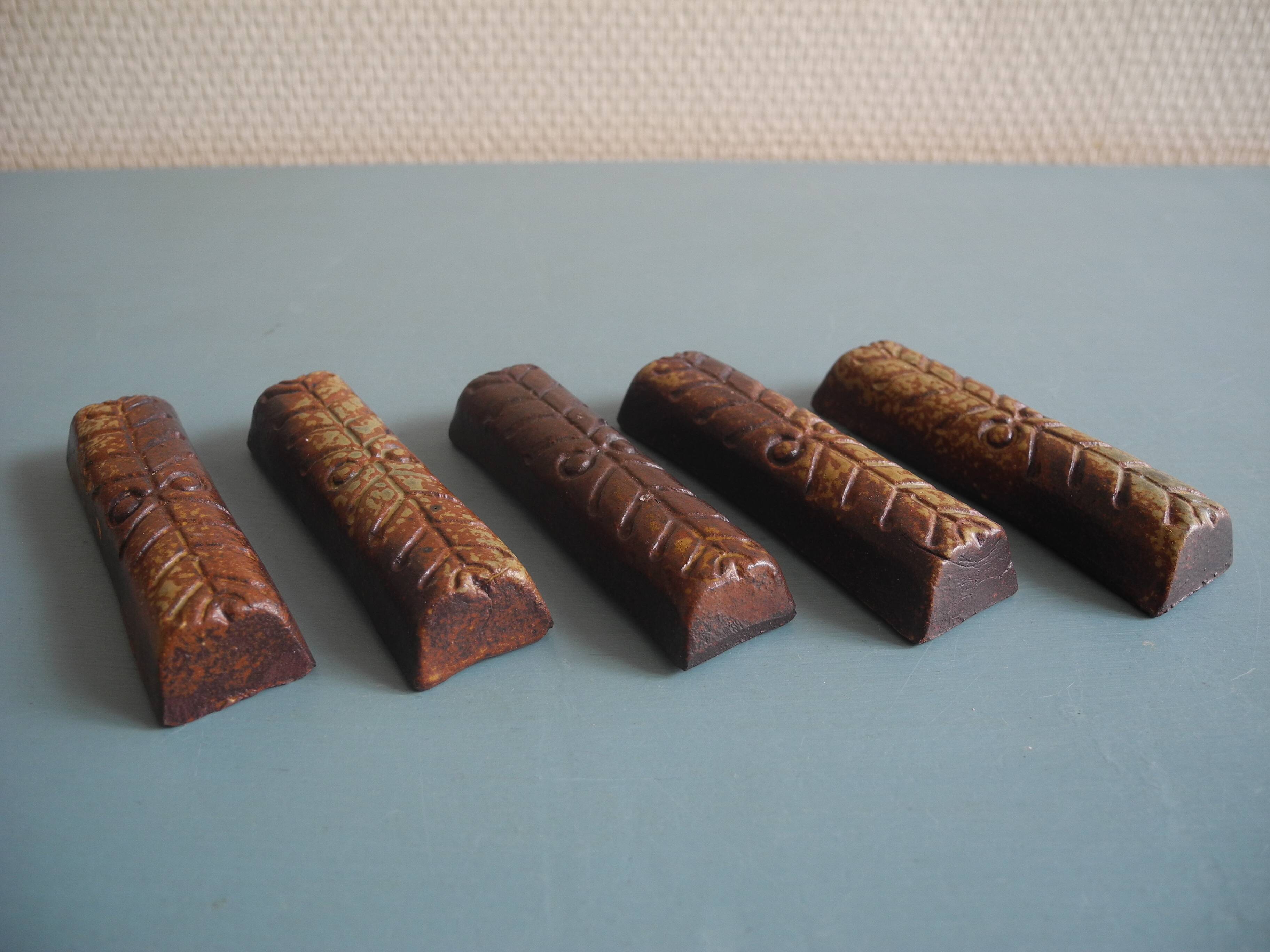 terracotta knife rests vintage table art set holders