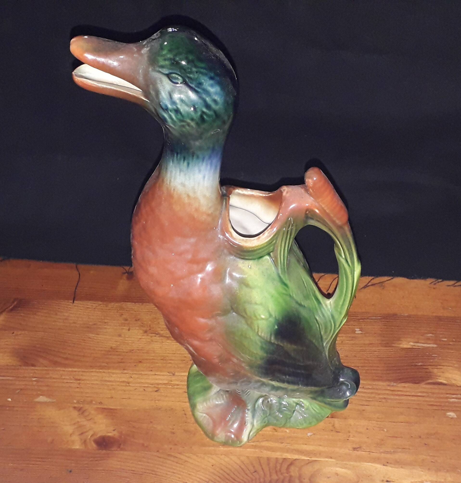 Saint Clément Earthenware Pitcher, Carafe, water pot, duck, Calais
