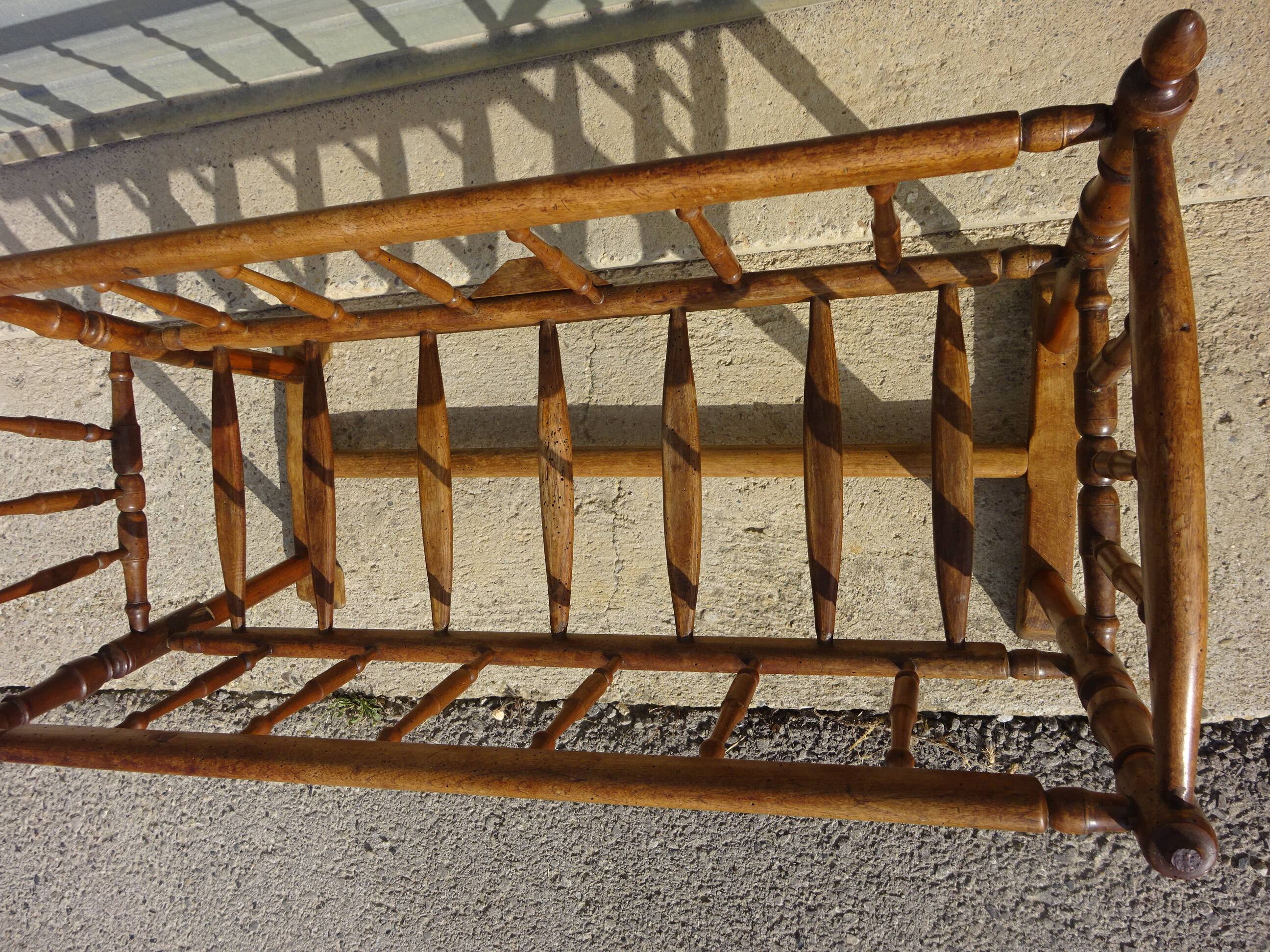 Old wooden cradle, all in walnut