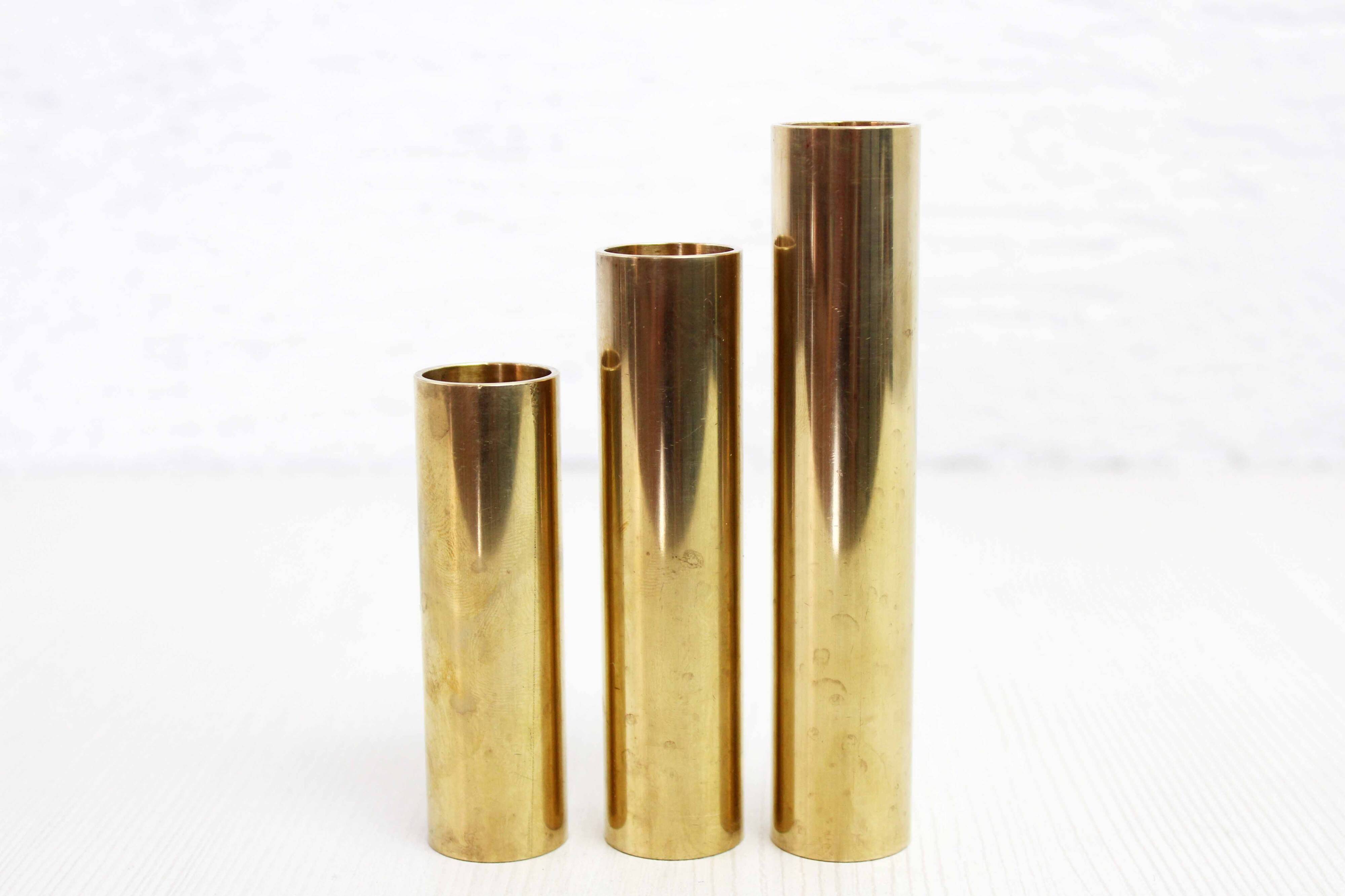 Set of 3 solid brass candle holders