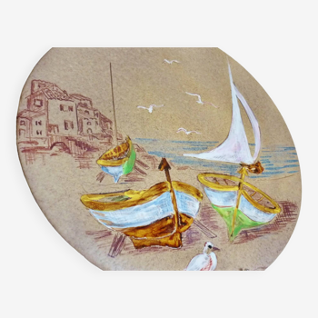 Mabyjo's Musarra Vallauris, plat céramique émaillée décorative, années 60