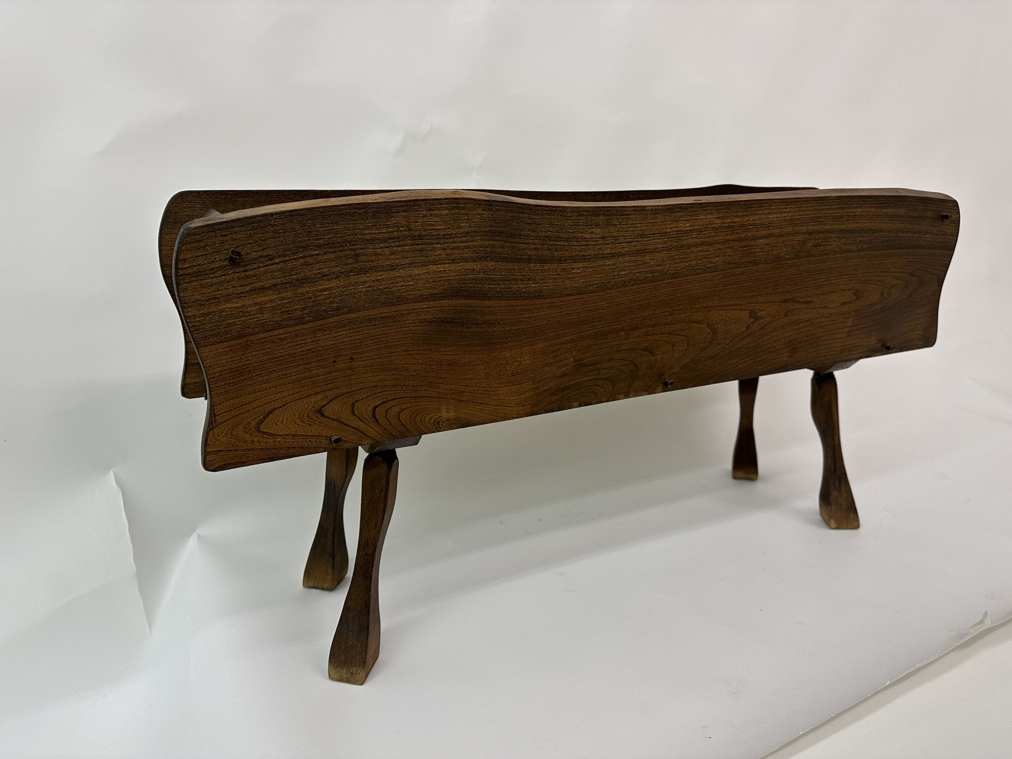 Brutalist solid wooden flower plante, 1970's