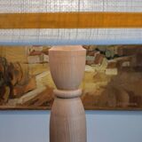 Light wood floor lamp with Art Deco wooden shelf