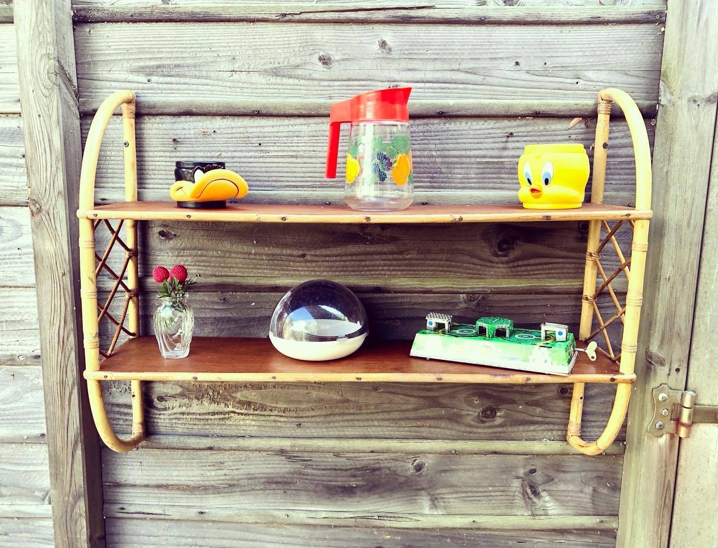 Rattan “arc” shelf