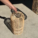 Large lantern-shaped rattan pendant lamp H50 D24
