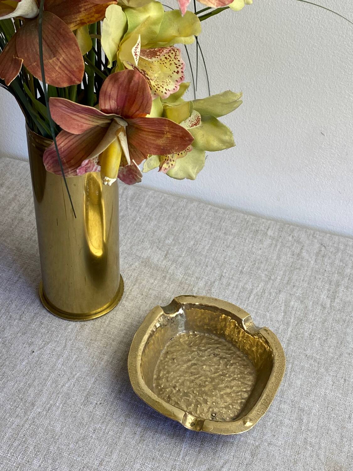 Hammered brass ashtray