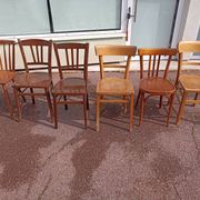 Set of 16 mismatched wooden bistro chairs - vintage - luterma