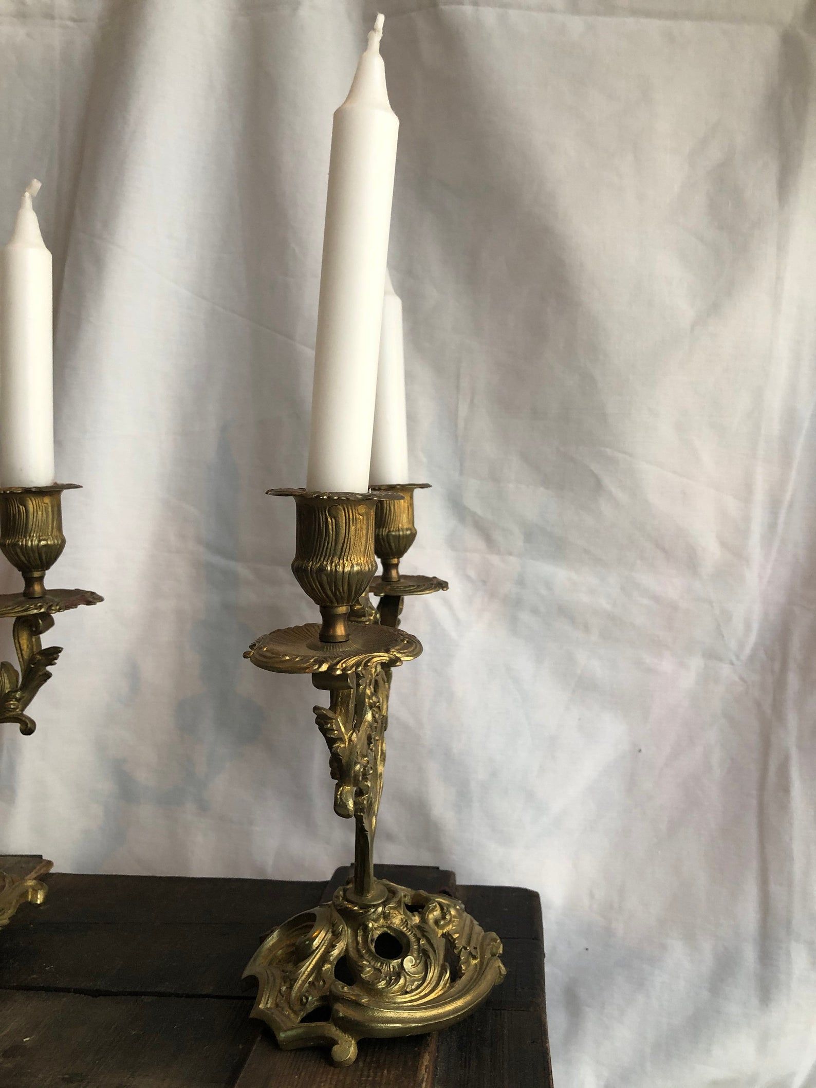 Pair of candlesticks in chiseled bronze and gilded 19th century France