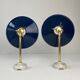 Pair of old vintage blue enamelled wall lamps
