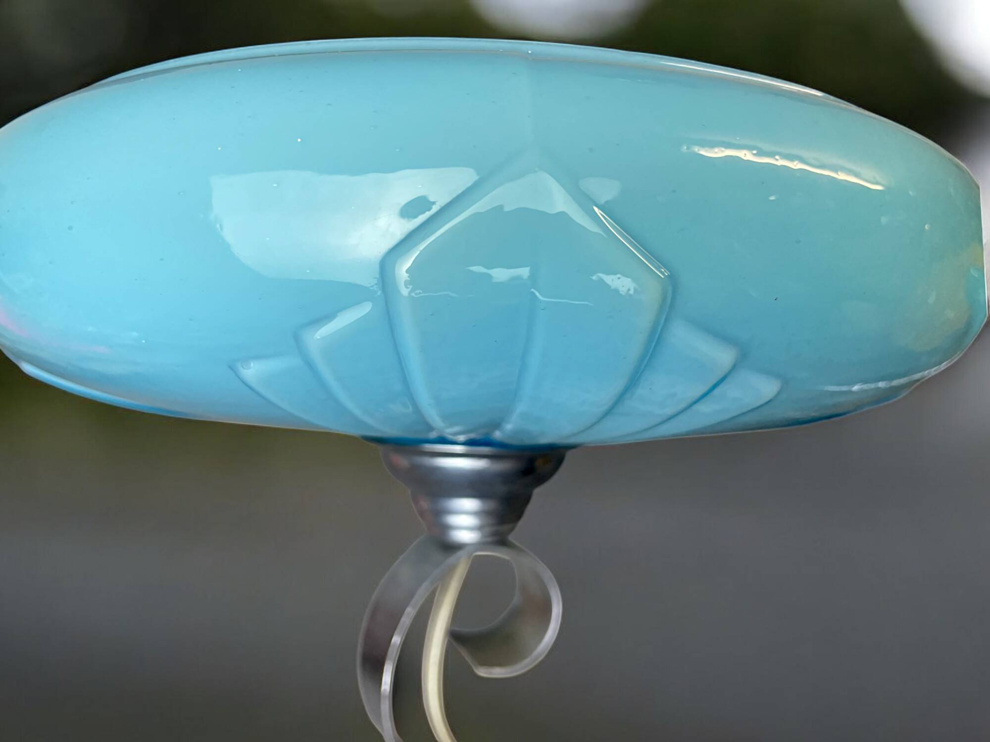 Art Deco chandelier with blue opaline glass