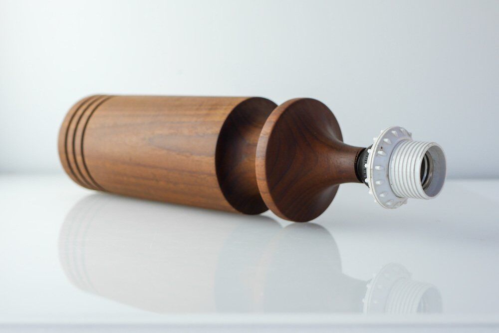 Grandes lampes de table danoises en teck des années 50, ensemble de 2