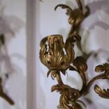 Pair of floral wall sconces in gilt steel, 1960s