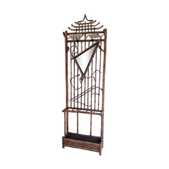 Rattan cloakroom coat rack