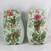 Paire de vases muraux céladon asiatiques, fin 19è siècle