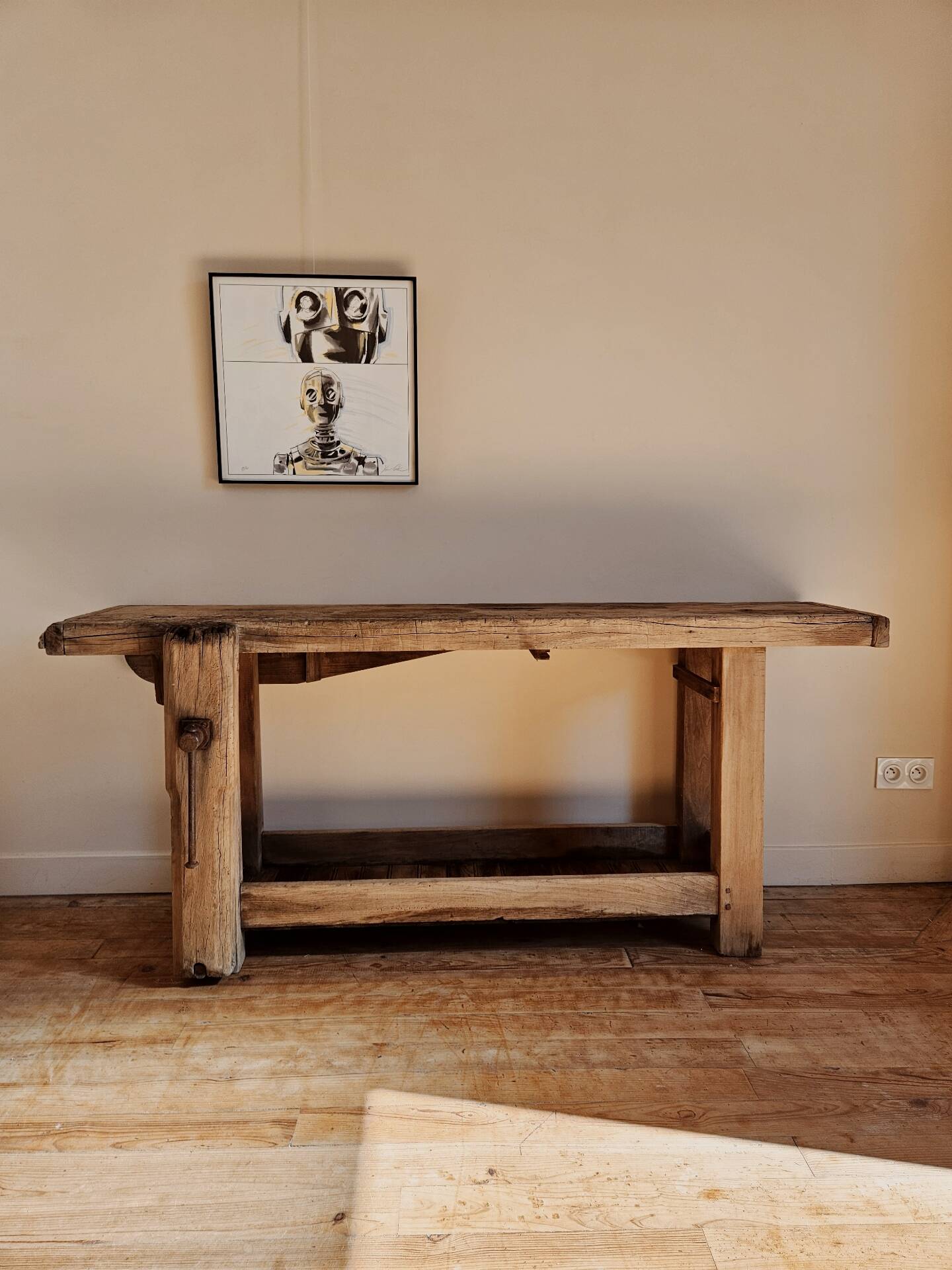 Old solid wood workbench