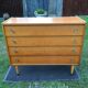 Vintage oak chest of drawers veneered on chipboard