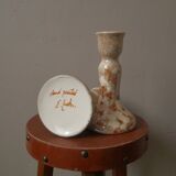 Pair of handcrafted porcelain ceramic candelabra candlesticks