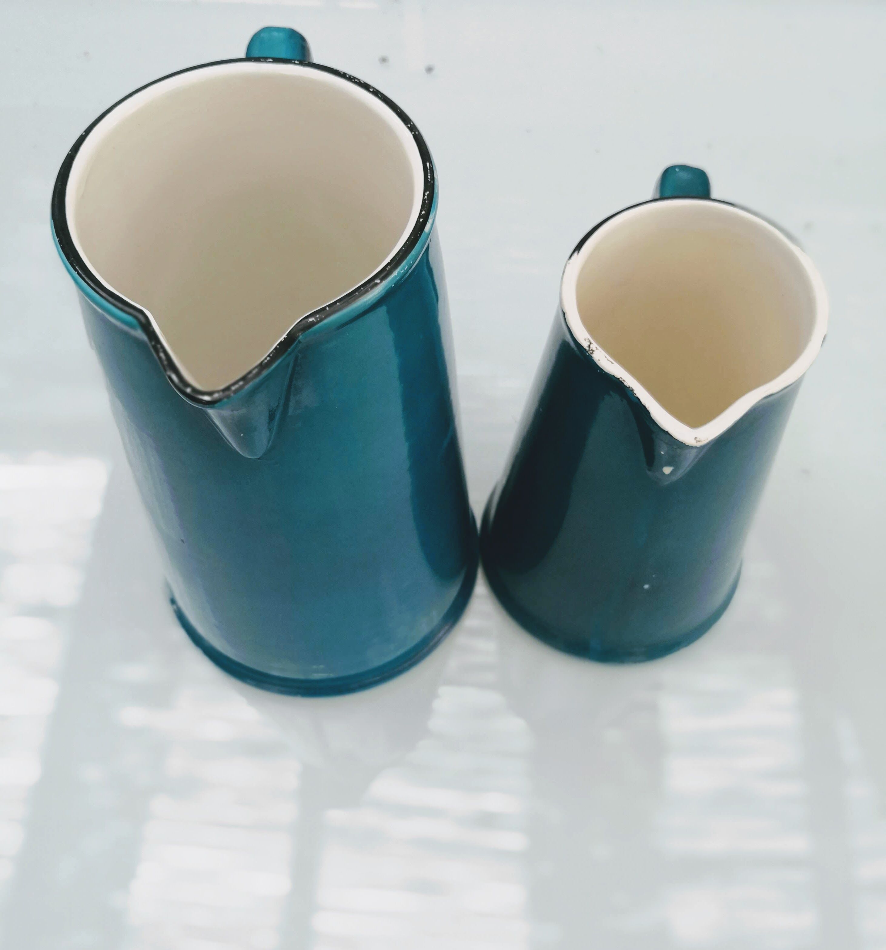 Duo de brocs bleu canard Digoin Sarreguemines