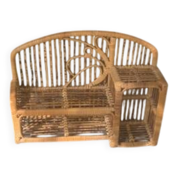 Vintage bamboo and rattan shelf