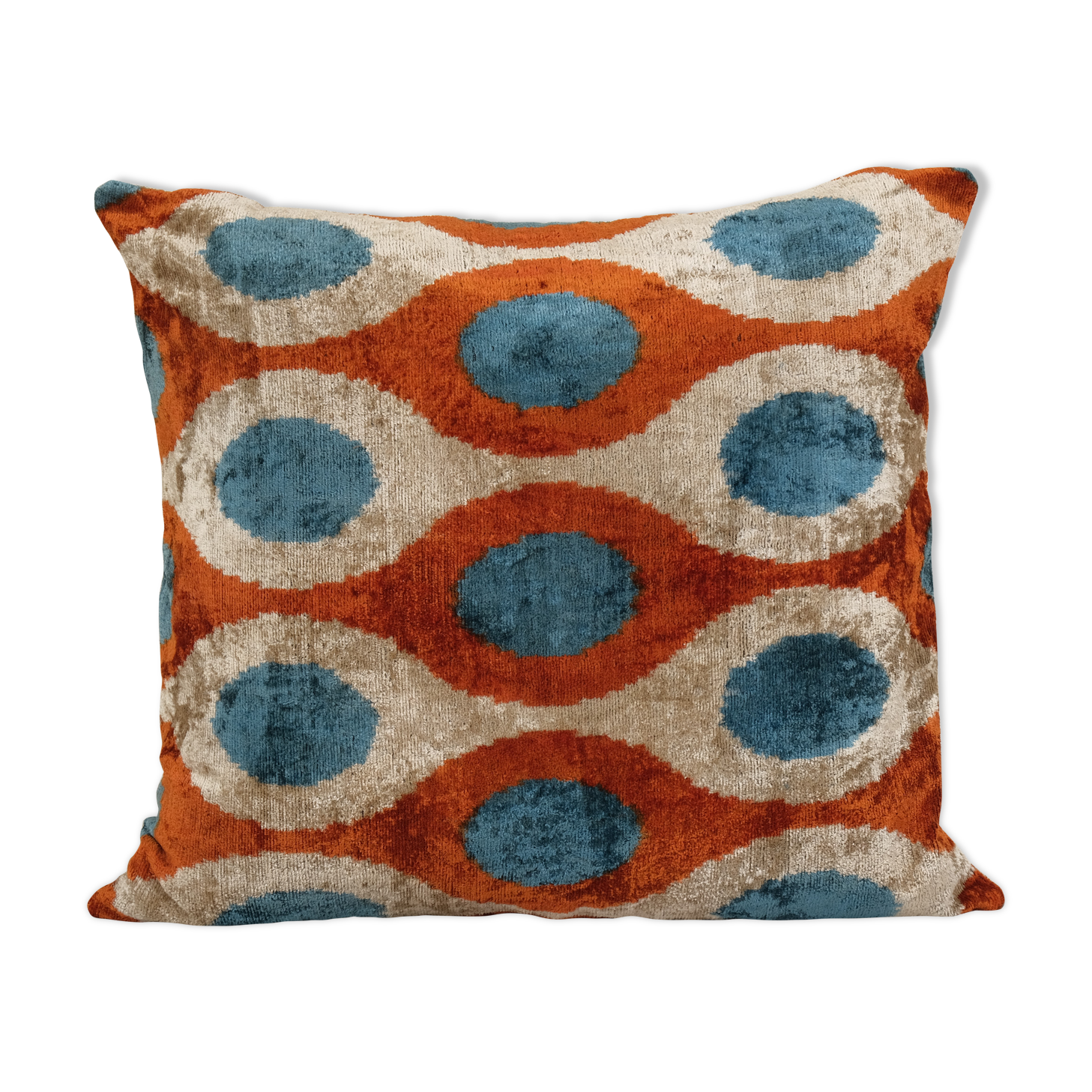 Handmade palm tree and animal motifs ikat velvet fabric, velvet tie-dye silk ikat fabric, handcrafte