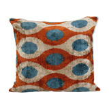 Handmade palm tree and animal motifs ikat velvet fabric, velvet tie-dye silk ikat fabric, handcrafte