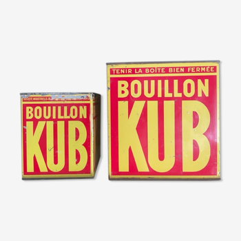 Duo de boites Bouillon Kub métal 1950