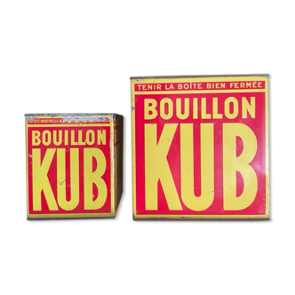 Duo de boites Bouillon Kub métal 1950