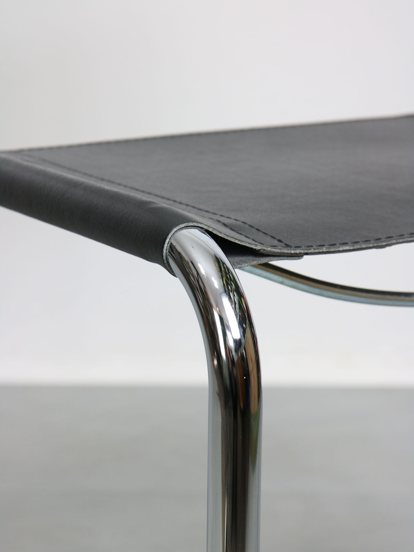 Vintage black leather bauhaus chair, italy