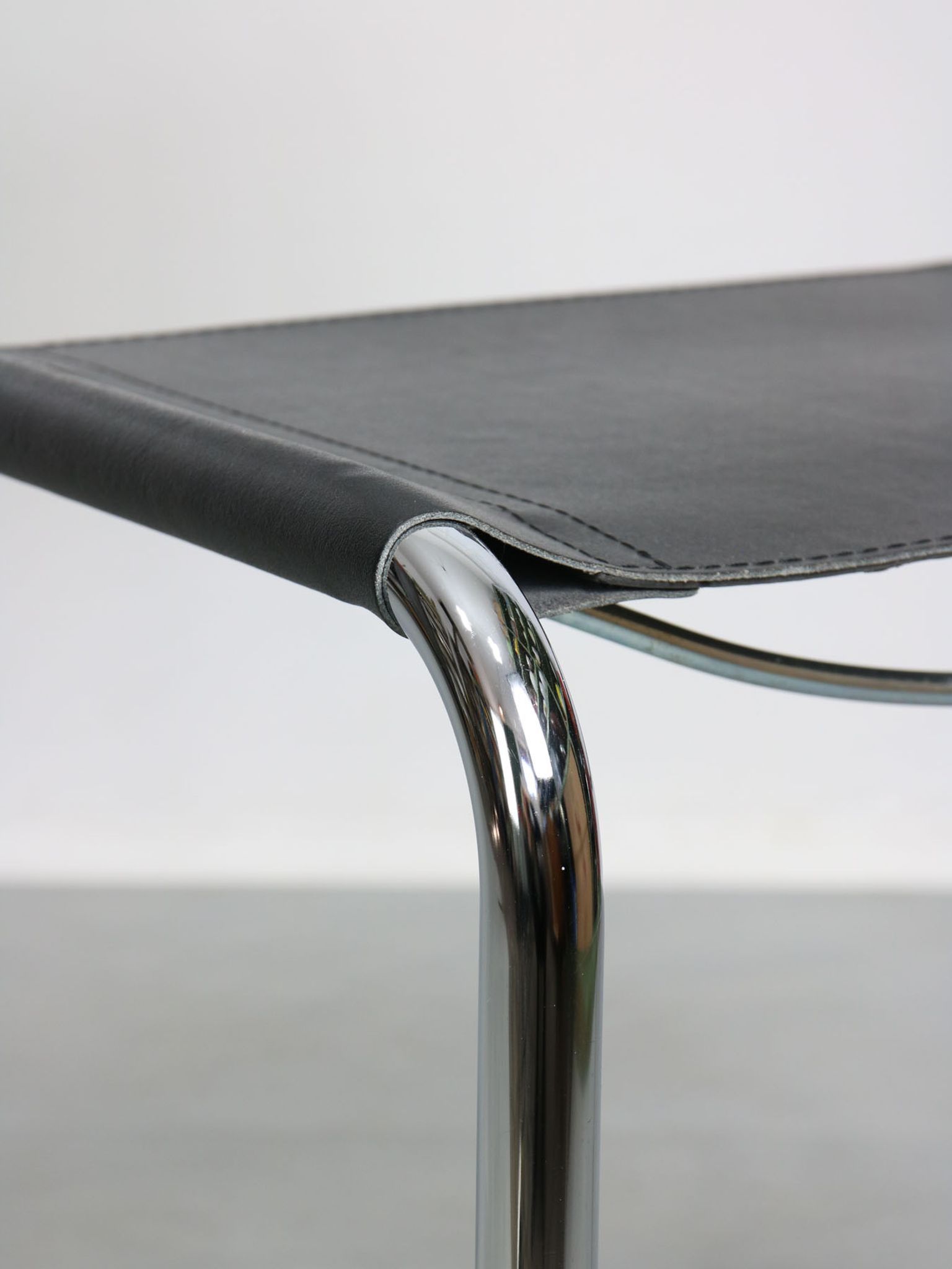 Vintage black leather bauhaus chair, italy