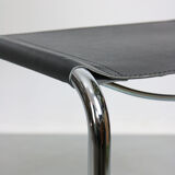 Vintage black leather bauhaus chair, italy