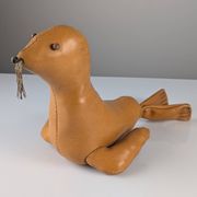 Phoque en cuir Sculpture décorative vintage années 1970