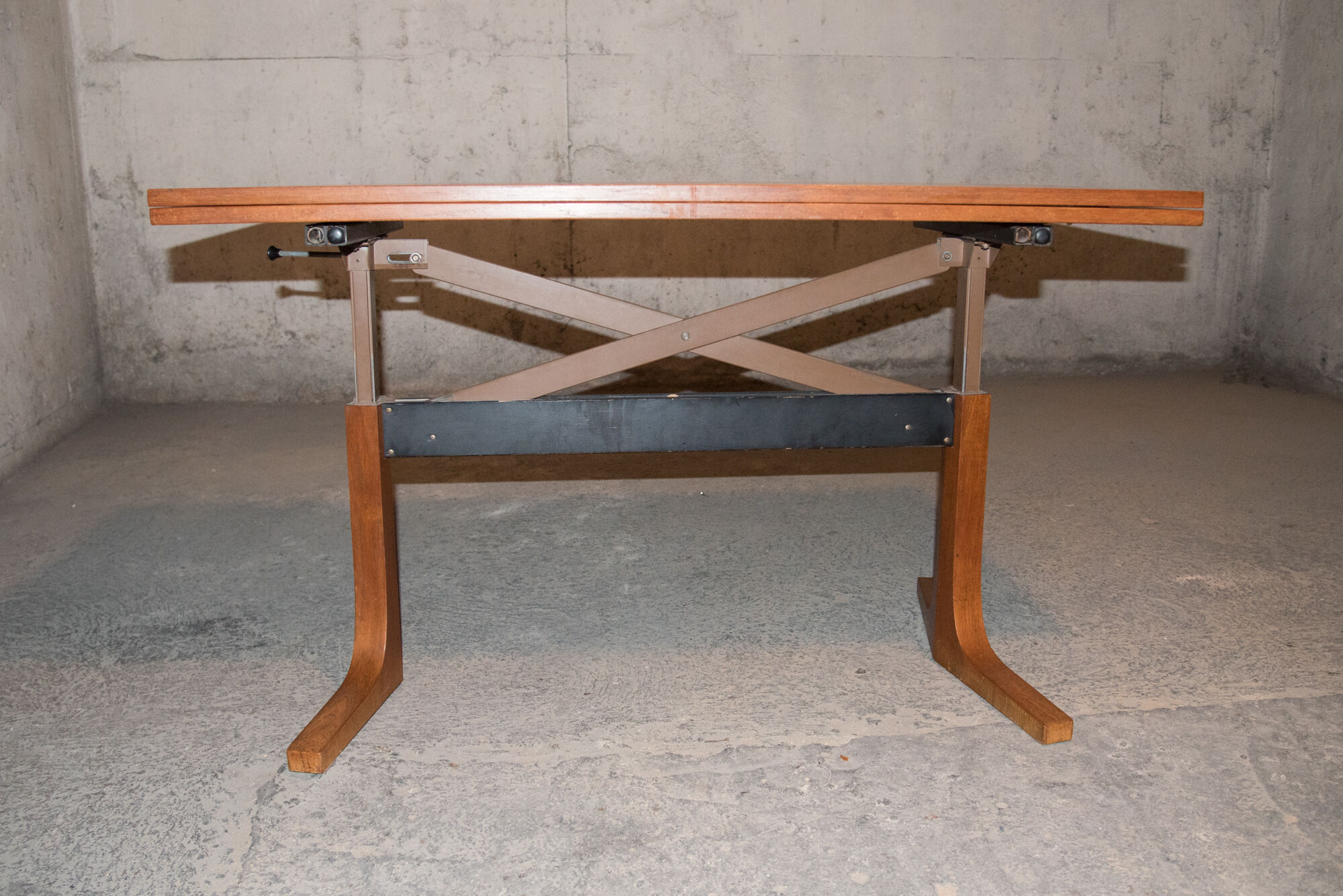 Table basse transformable teck années 60
