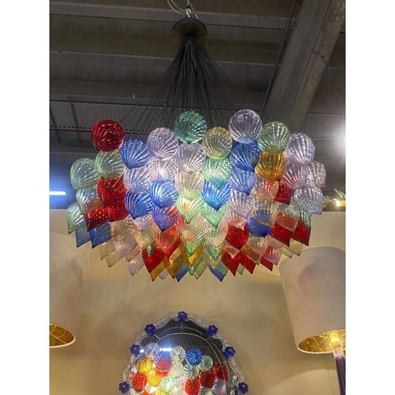 Lustre à gouttes en verre multicolore de style Murano par Simoeng