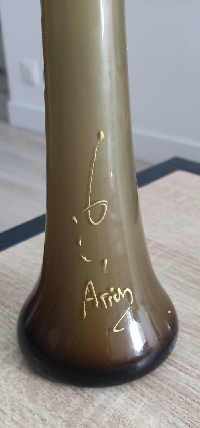 Large 50 cm high single-flower vase signed Arion