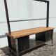 Industrial Island Counter in Steel and Walnut, 1970s