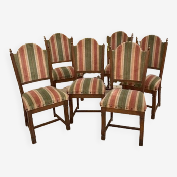 6 chaises bois tissu