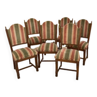 6 wooden fabric chairs