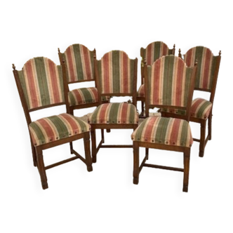 6 chaises bois tissu