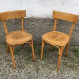 Pair of vintage bentwood curved wooden bistro chairs