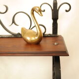 Wall shelf in wrought iron and old wood
