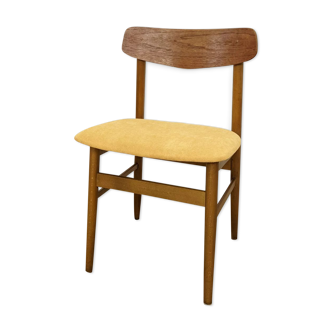 Scandinavian chair with mustard yellow fabric