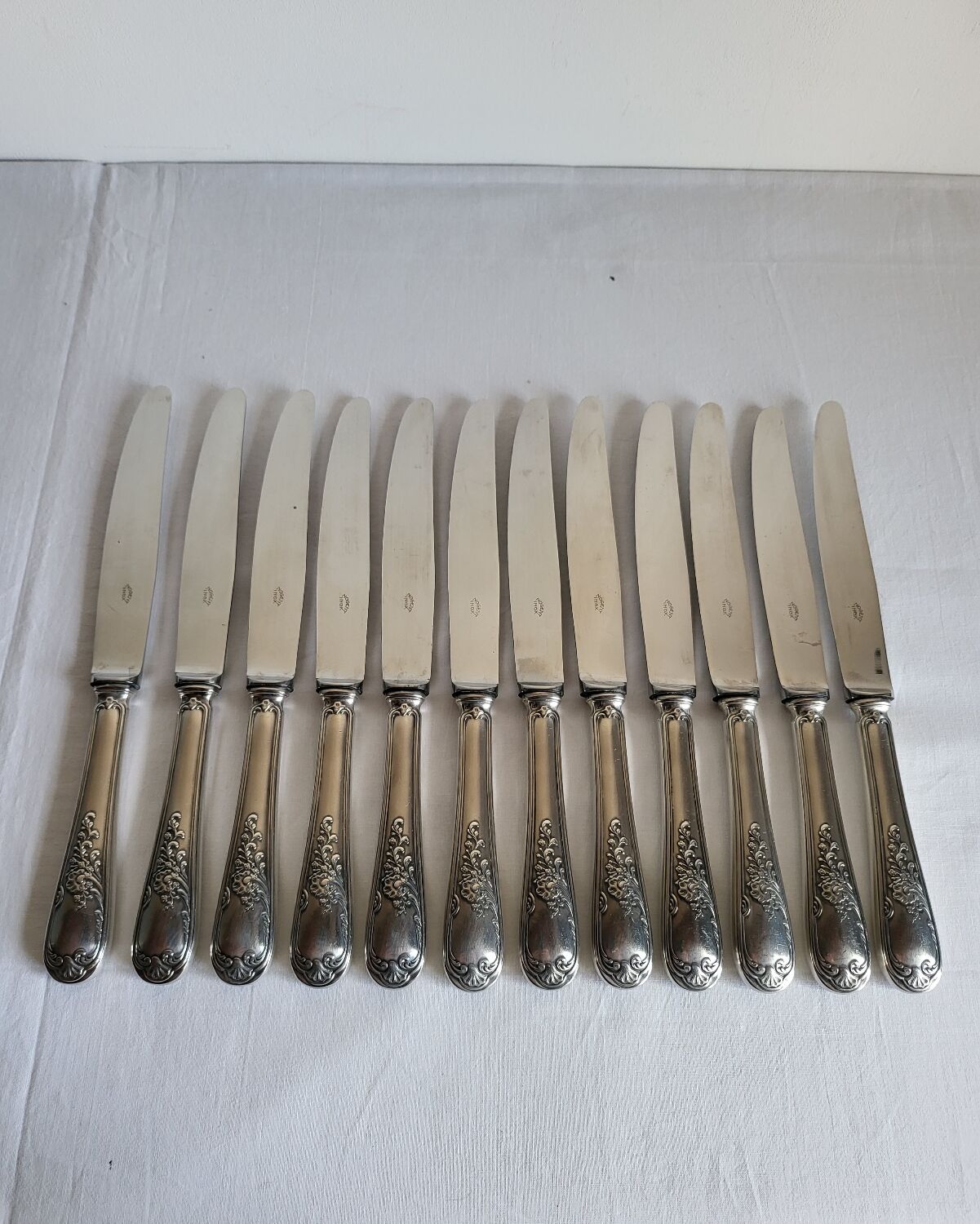 12 silver-plated table knives with stainless steel blades nogent