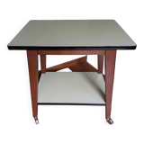 Formica and wood dessert table on wheels